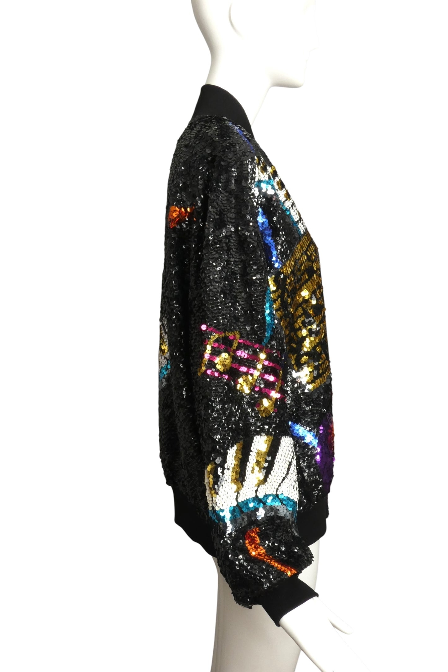 1990s Multi Color Sequin Bomber Jacket, Size 10