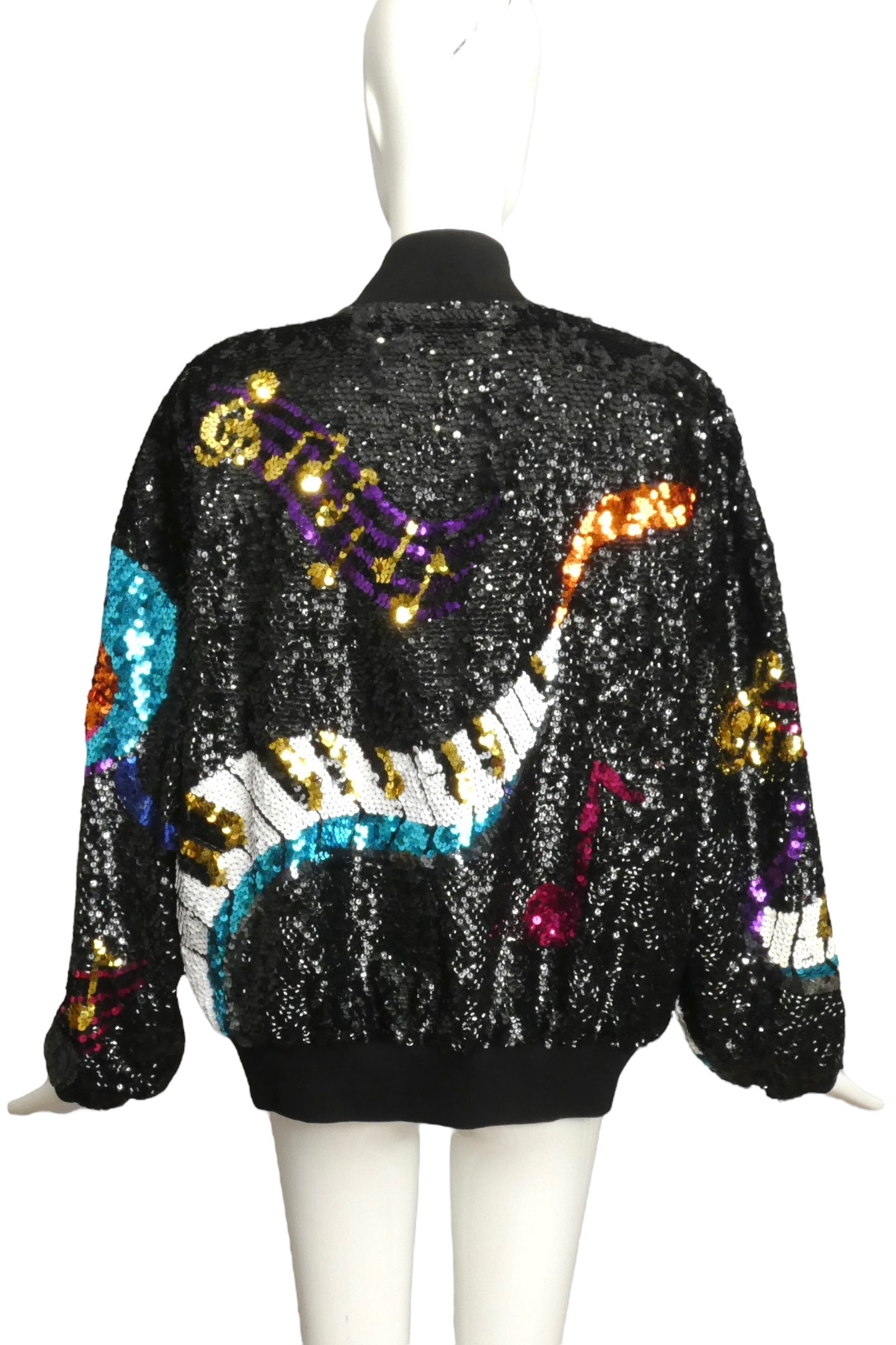 1990s Multi Color Sequin Bomber Jacket, Size 10