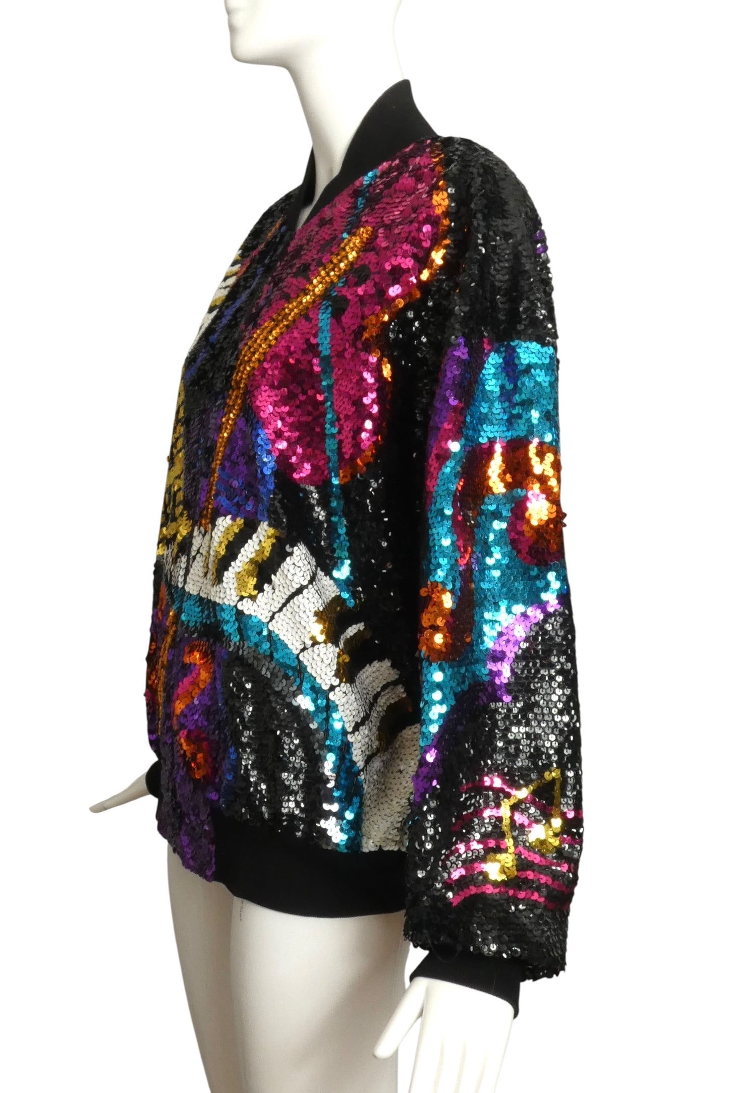1990s Multi Color Sequin Bomber Jacket, Size 10