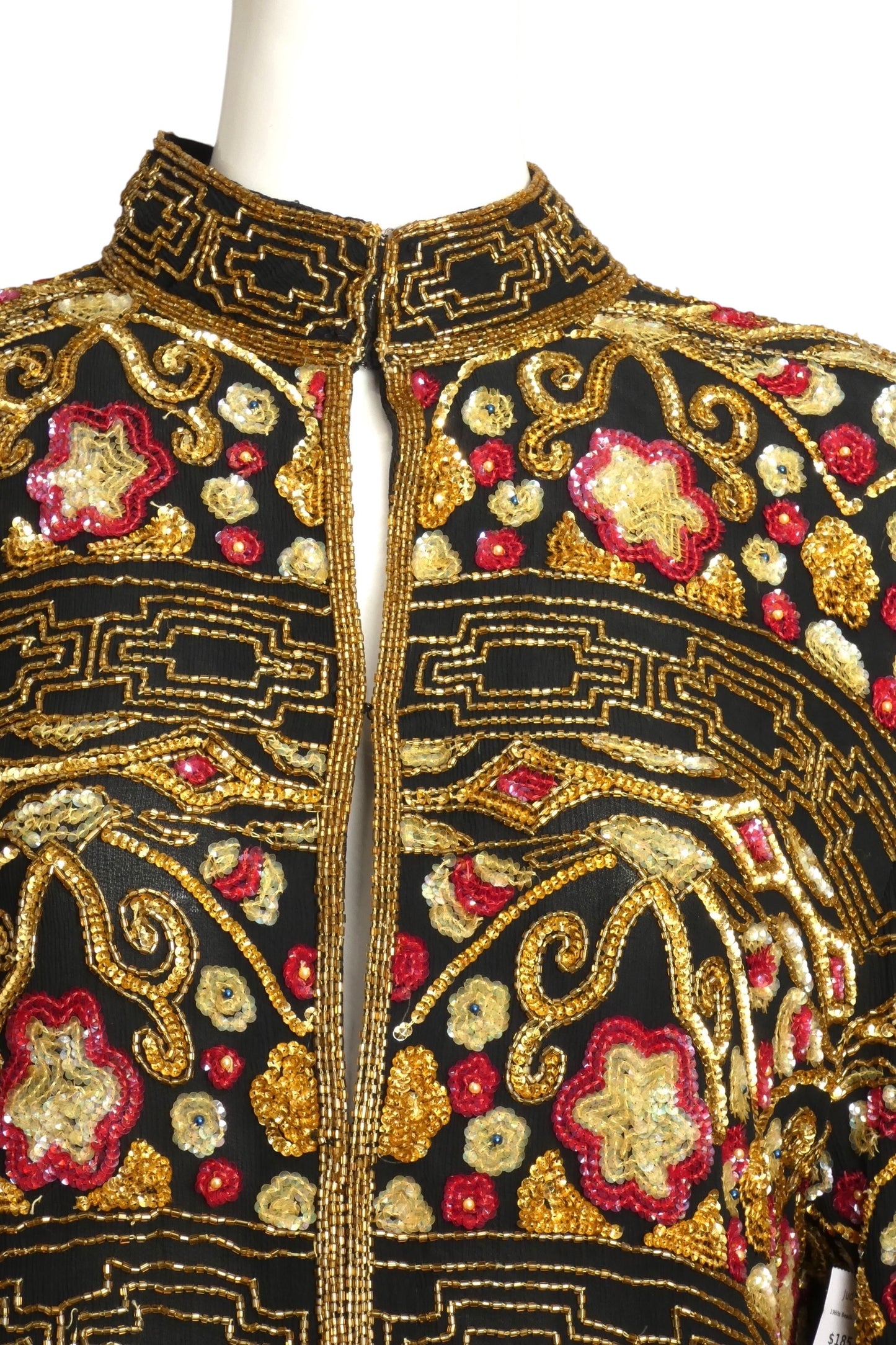 1980s Beaded & Sequin Chiffon Coat, Size 16