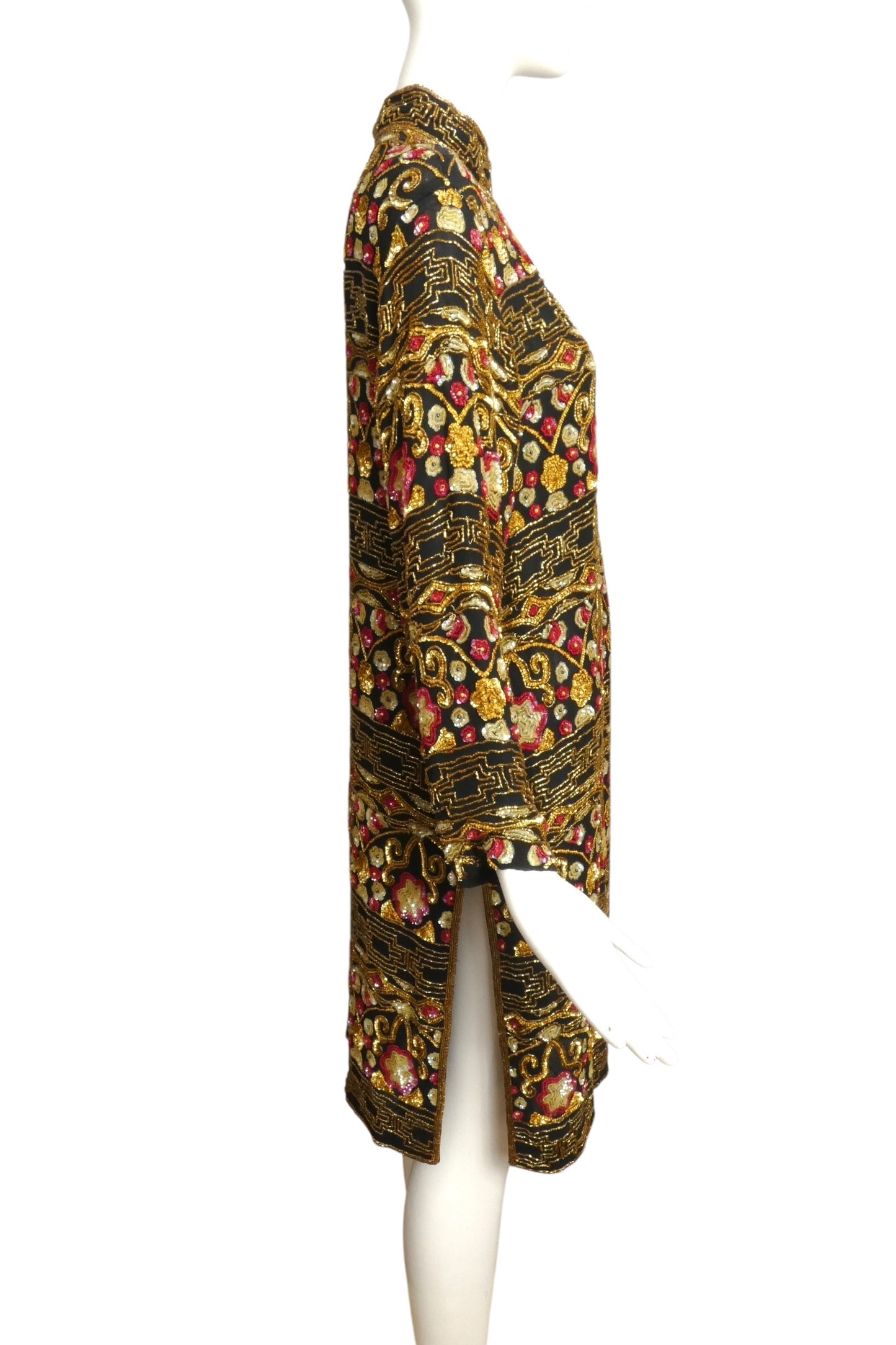 1980s Beaded & Sequin Chiffon Coat, Size 16