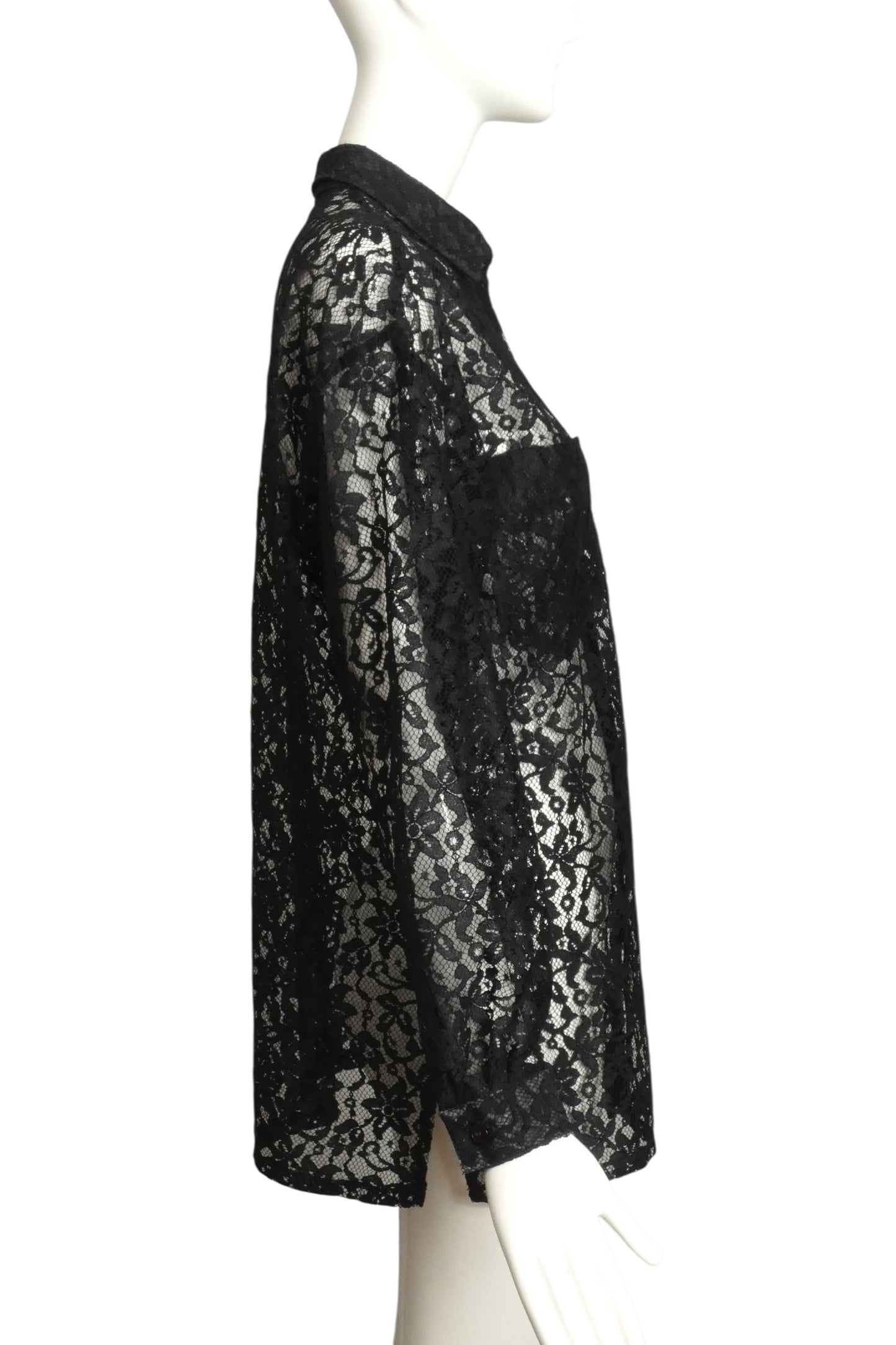 DIANE VON FURSTENBERG- 1970s Black Lace Blouse, Size 10