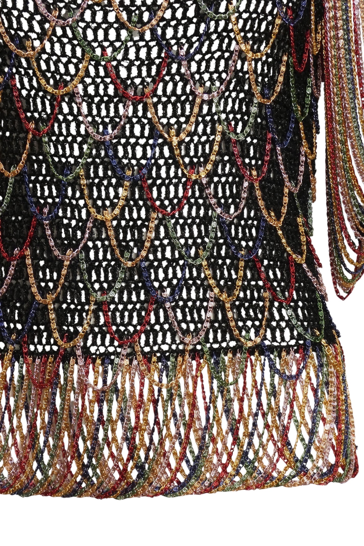 LORIS AZZARO- 1970s Chain Fringe Sweater Top, Size 4