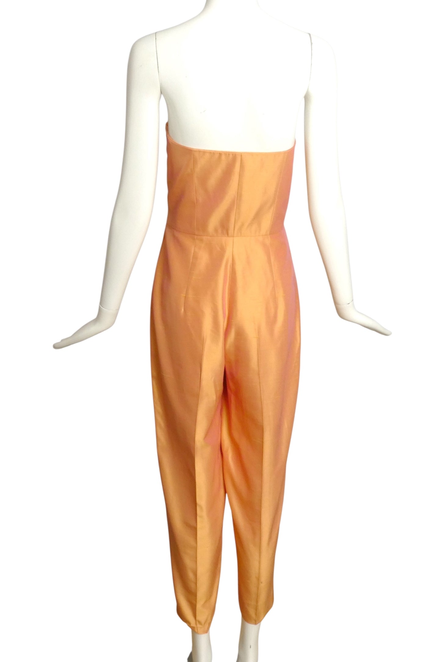 MAX MARA- 1990s Peach Silk Jumpsuit Ensemble, Size 8