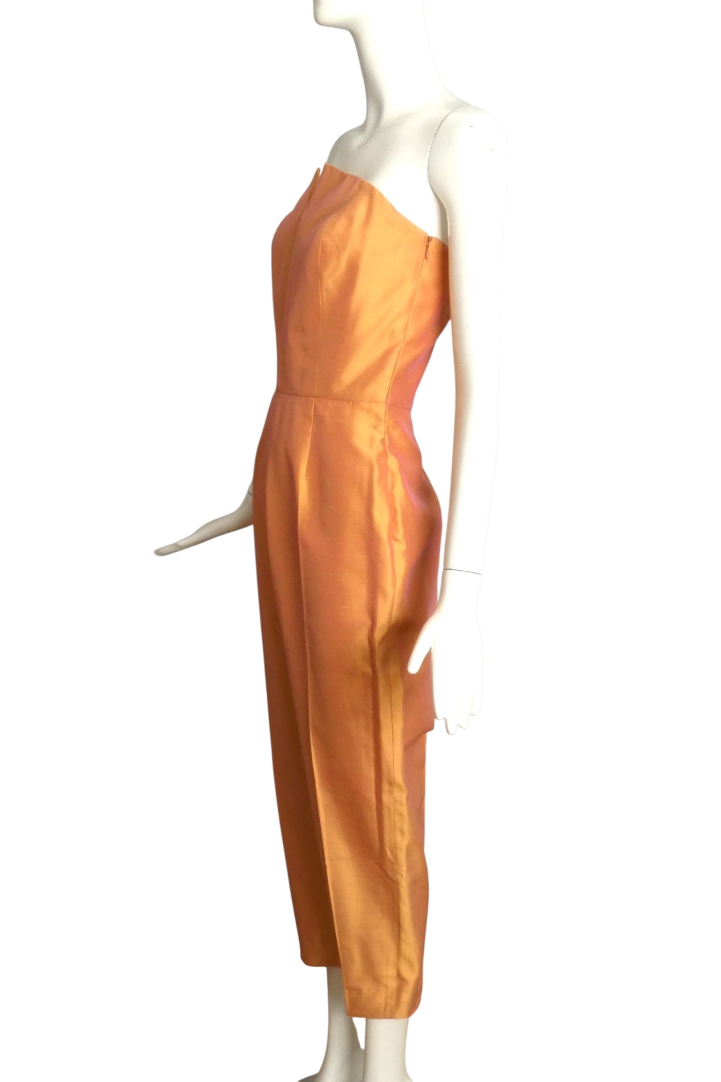 MAX MARA- 1990s Peach Silk Jumpsuit Ensemble, Size 8