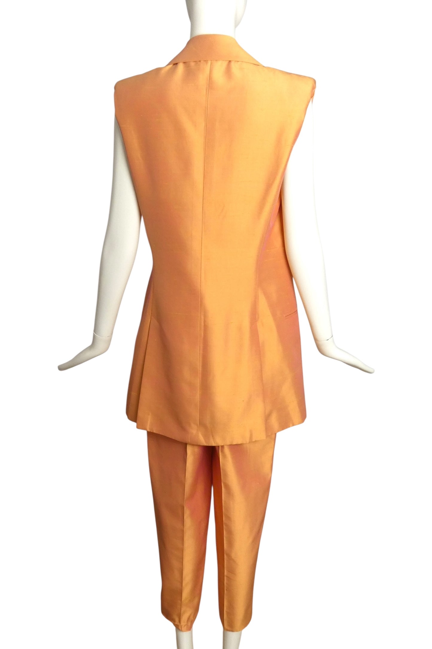 MAX MARA- 1990s Peach Silk Jumpsuit Ensemble, Size 8