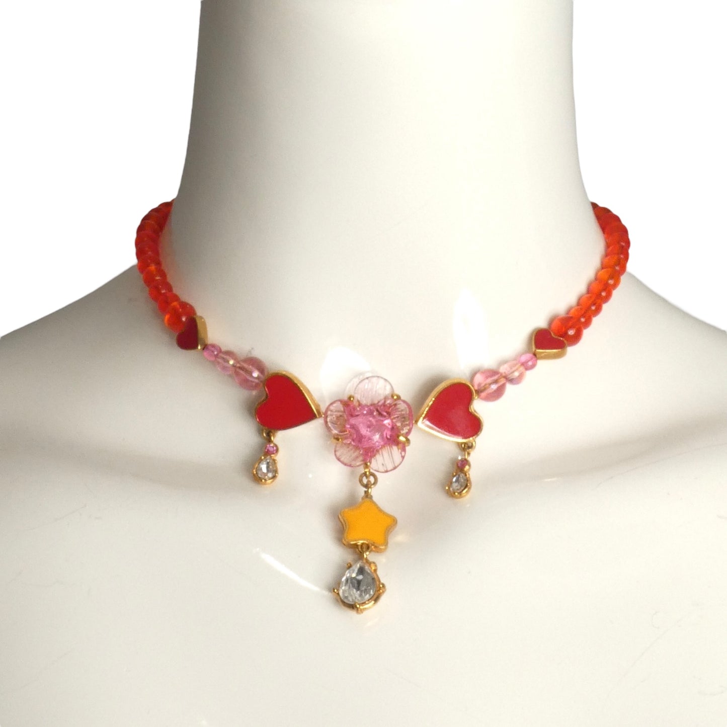 CHRISTIAN DIOR- Multi Color Stars & Hearts Necklace