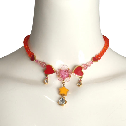 CHRISTIAN DIOR- Multi Color Stars & Hearts Necklace