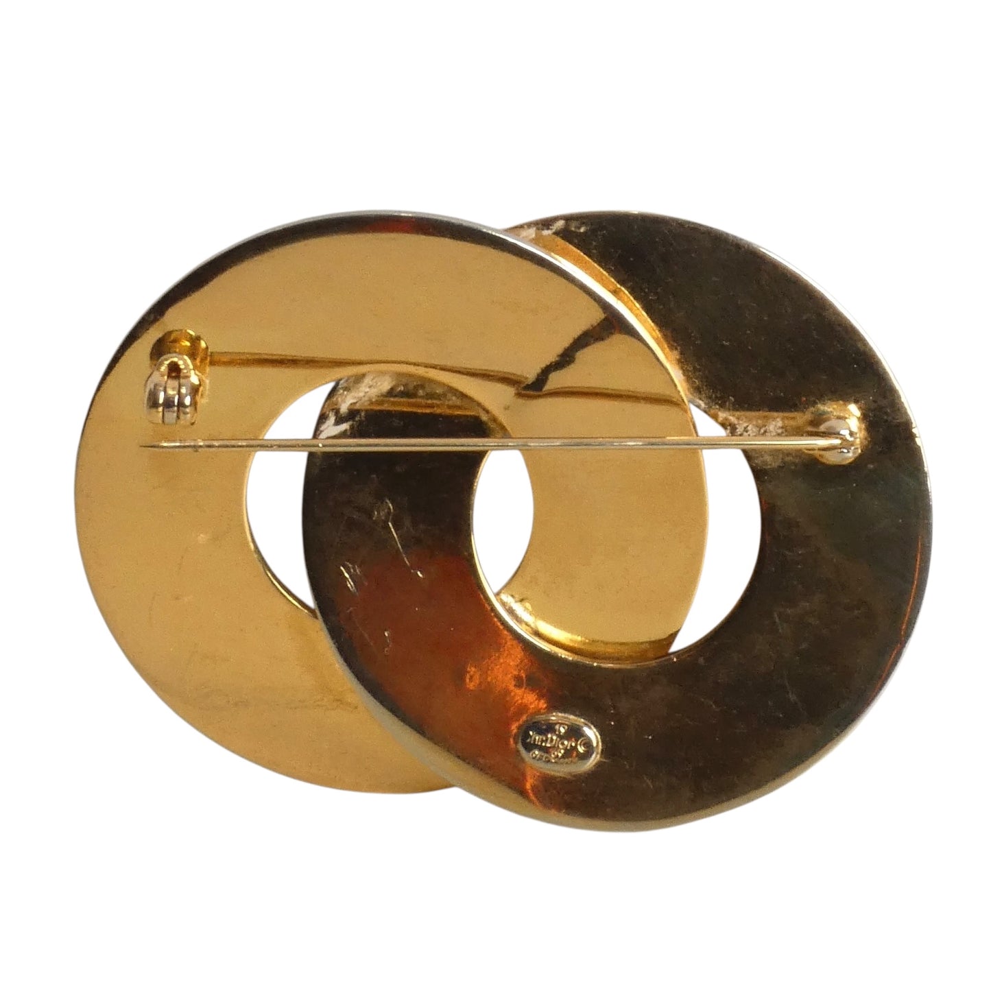 CHRISTIAN DIOR- 1969 SIlver & Gold Disc Brooch
