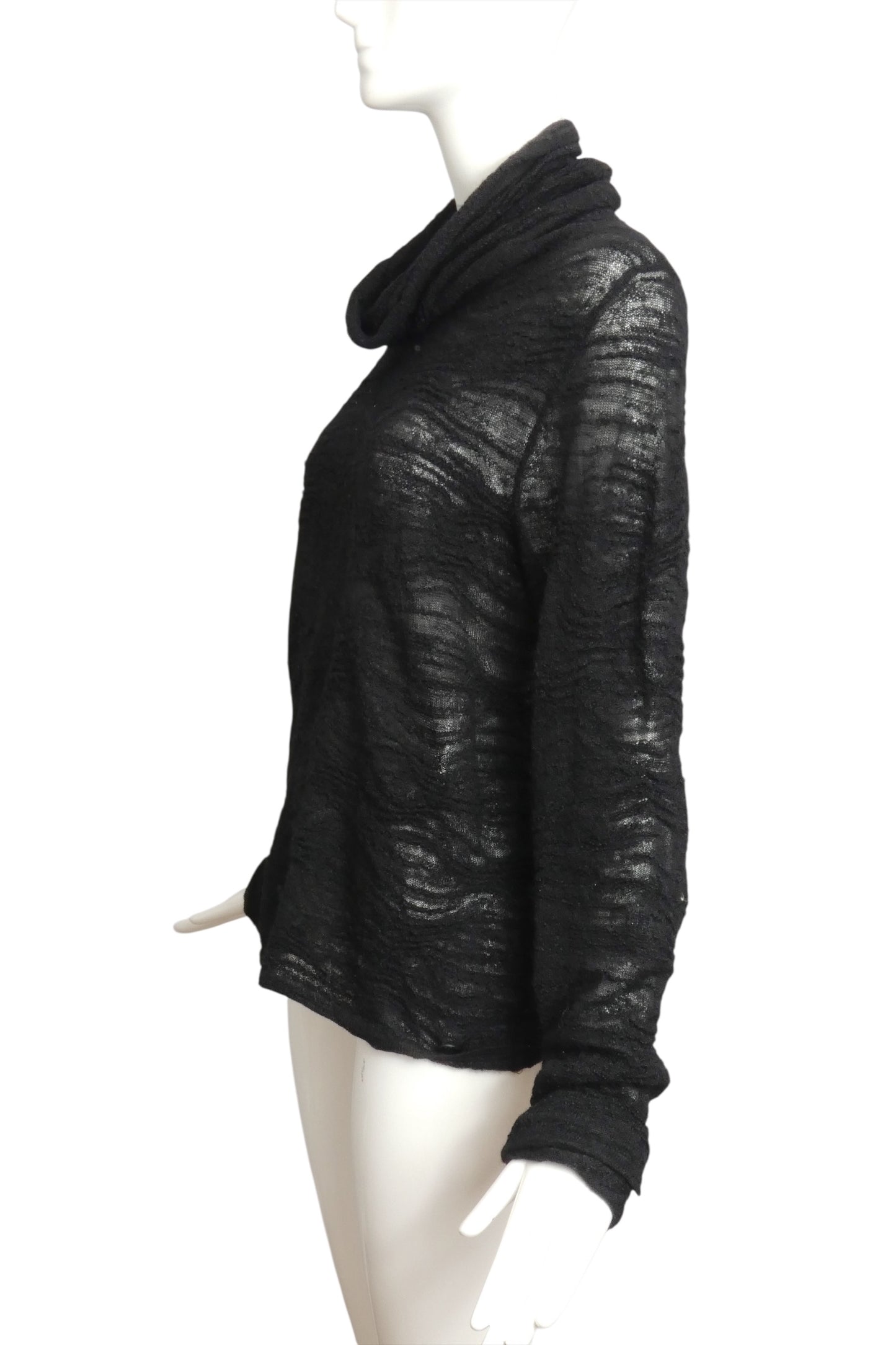 CHANEL- Black Wool Turtle Neck Sweater, Size 14