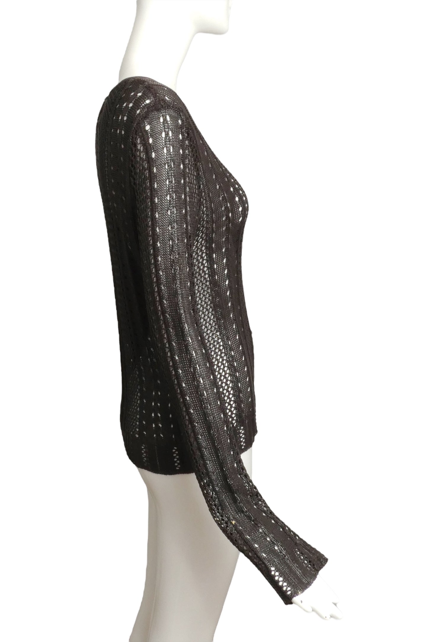 CHRISTIAN DIOR- 2001 Brown Open Weave Sweater, Size 8