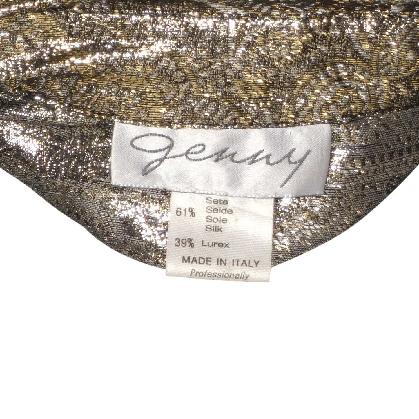 GENNY- 1980s Metallic Silk L/S Blouse, Size 12