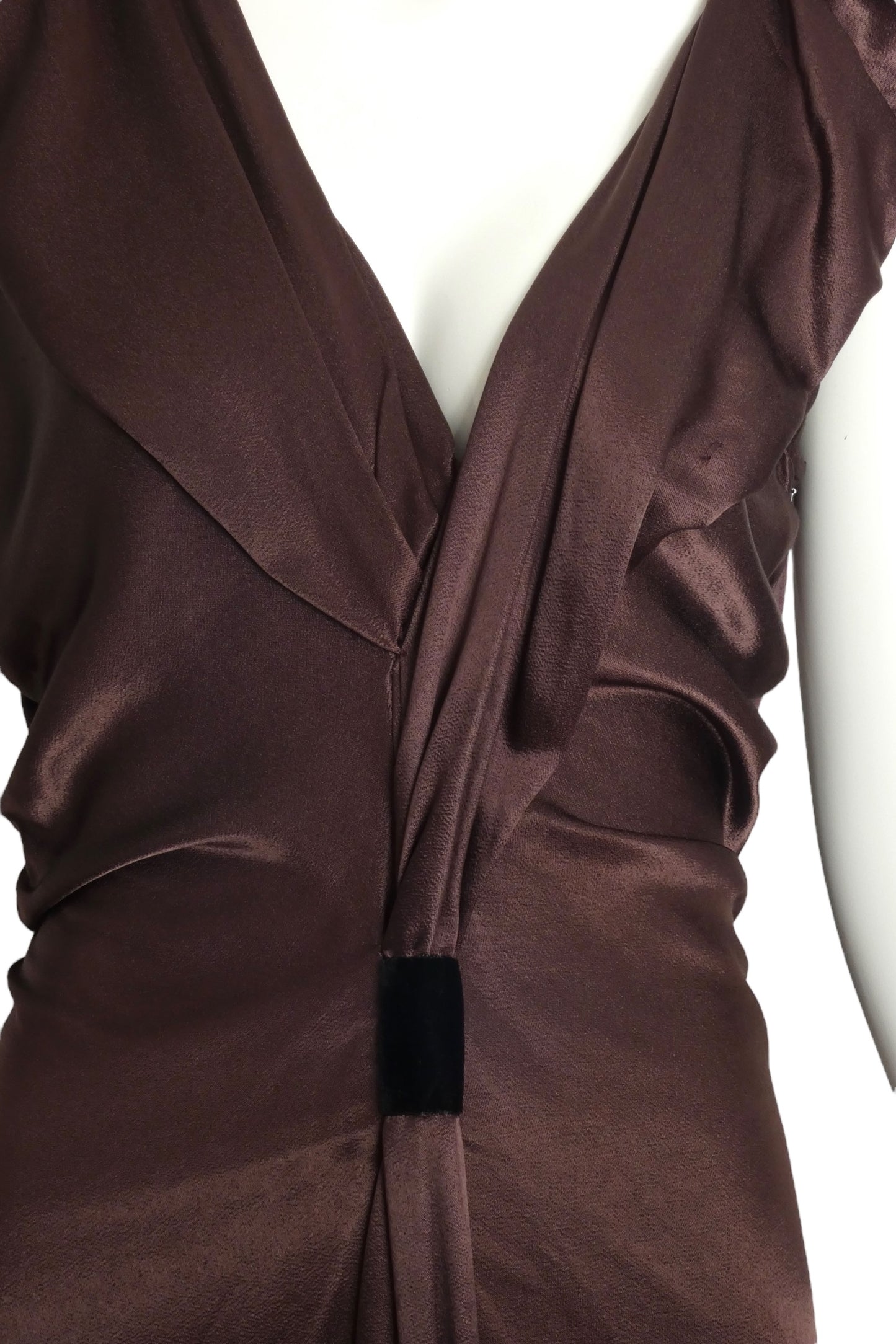 PRADA- 2009 Brown Shirred Cocktail Dress, Size 8