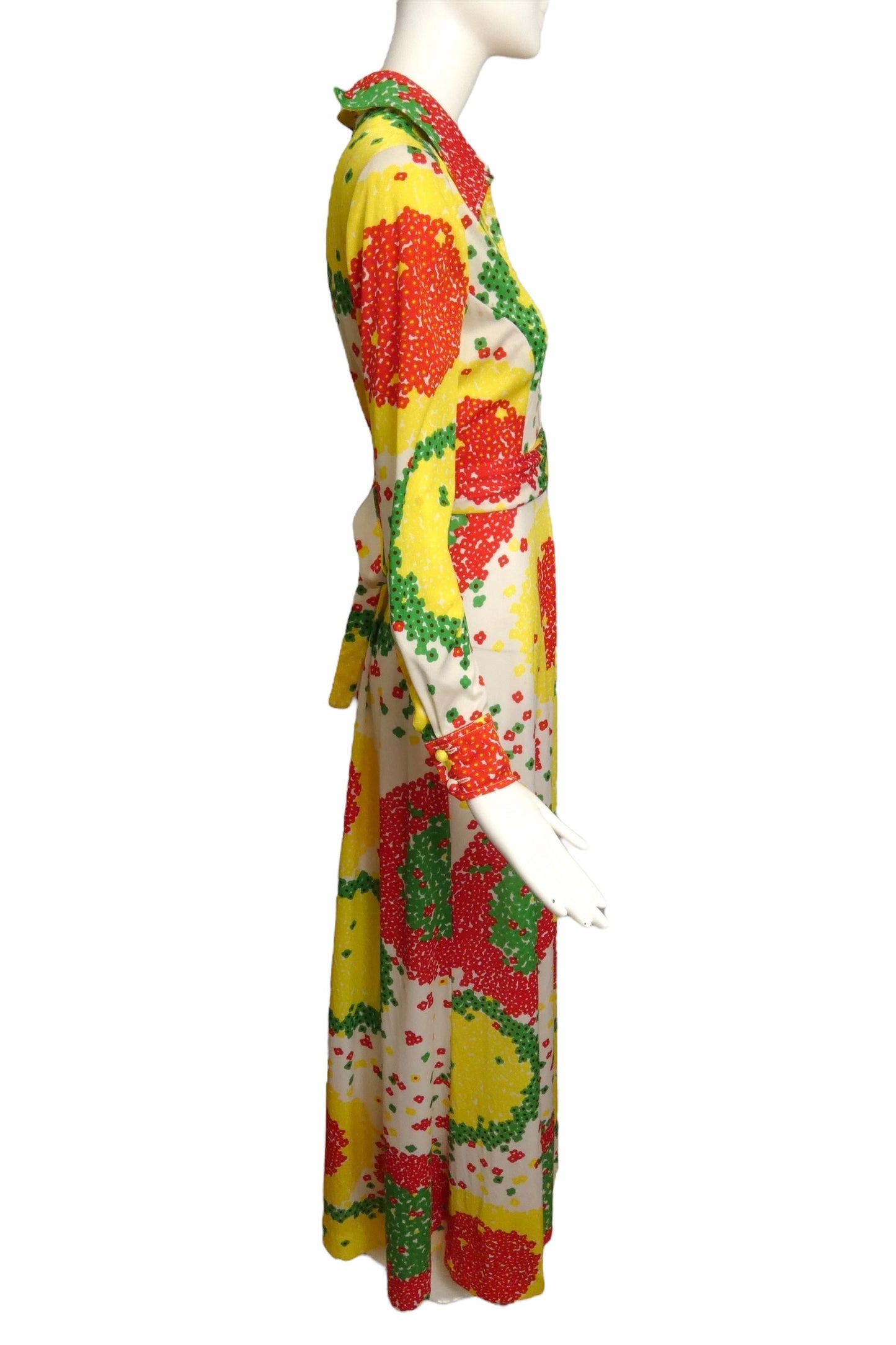 DON LUIS-1970s Multi Color Floral Knit Maxi Dress, Size 6