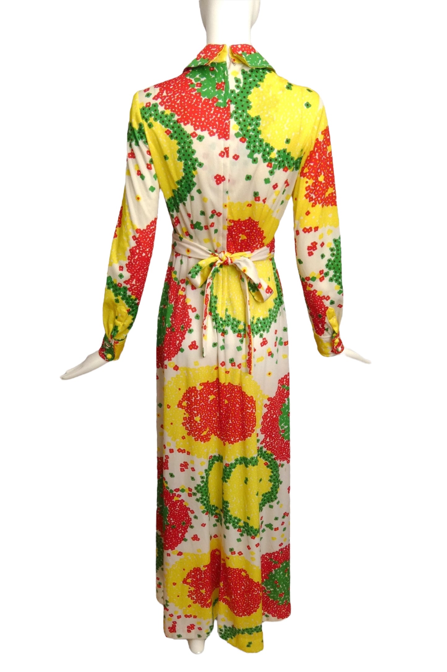DON LUIS-1970s Multi Color Floral Knit Maxi Dress, Size 6
