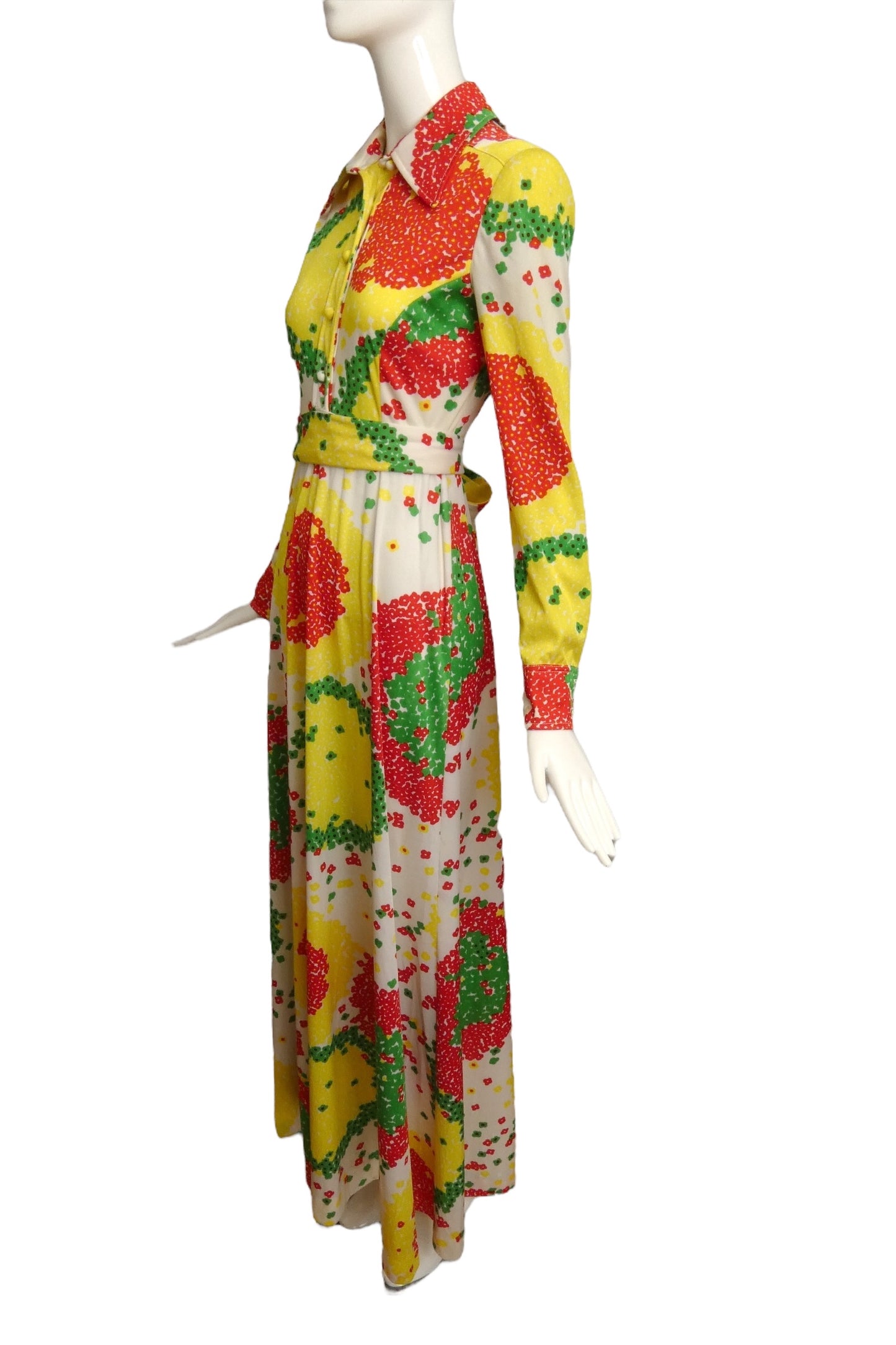 DON LUIS-1970s Multi Color Floral Knit Maxi Dress, Size 6
