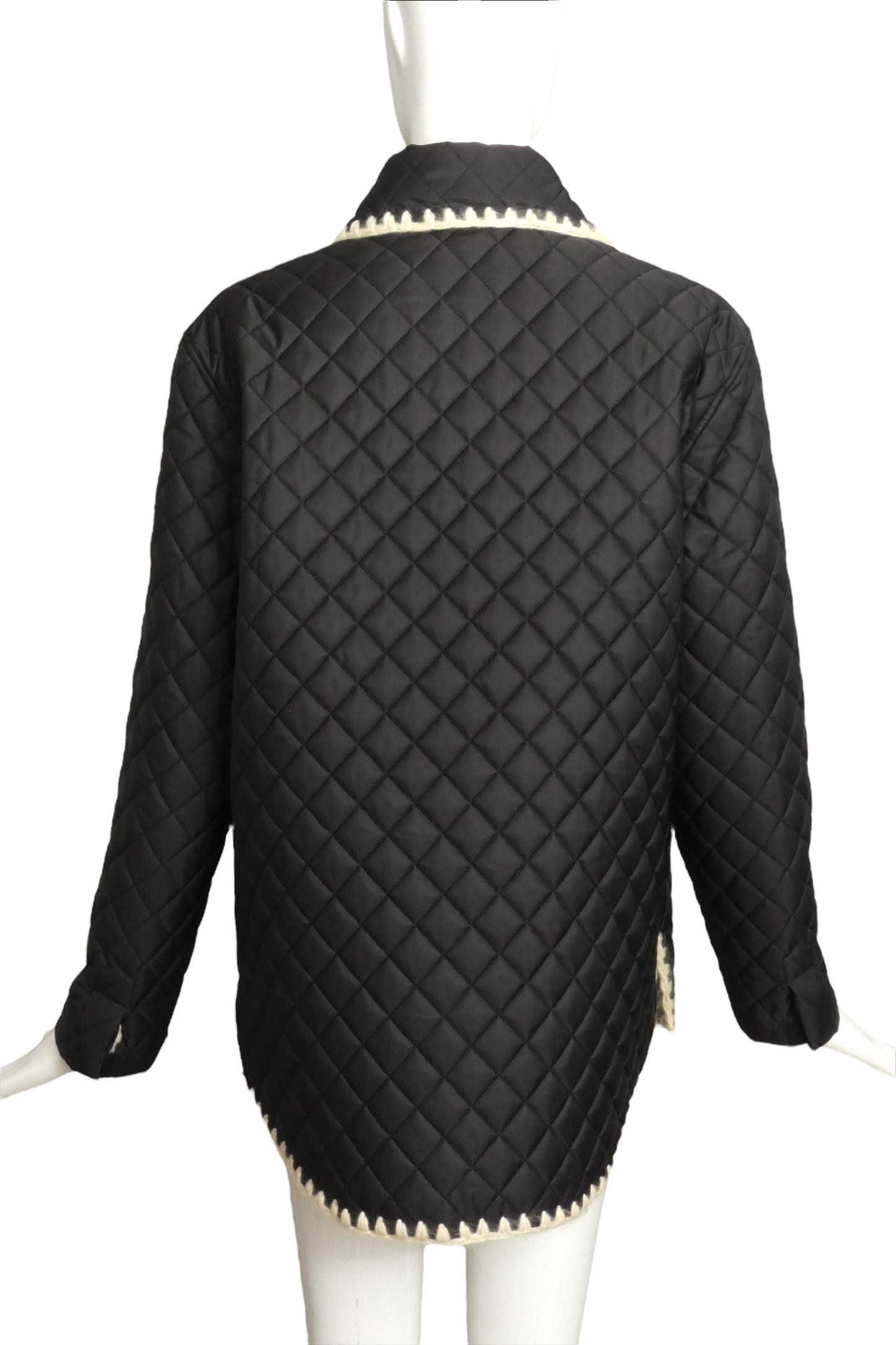 CHANEL- 2018 Black Coco Neige Quilted Coat, Size 14