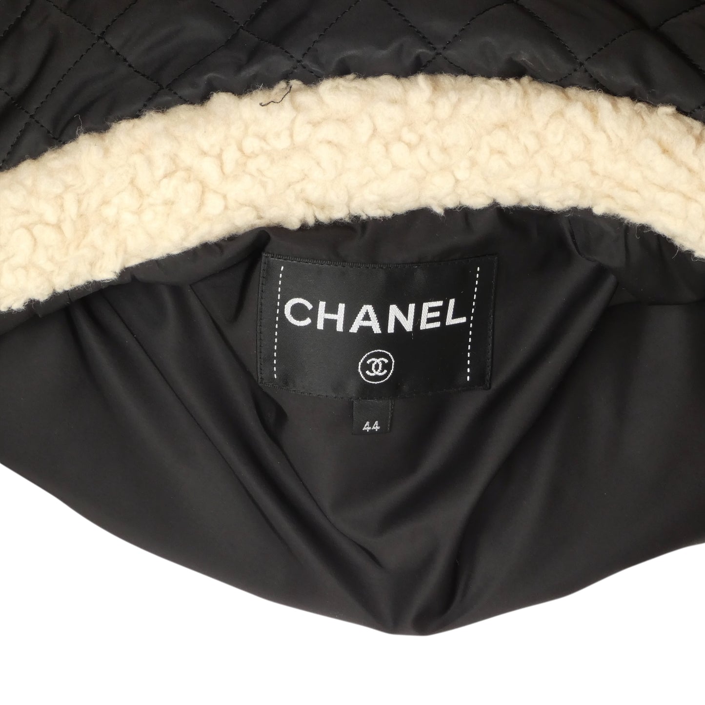 CHANEL- 2018 Black Coco Neige Quilted Coat, Size 14