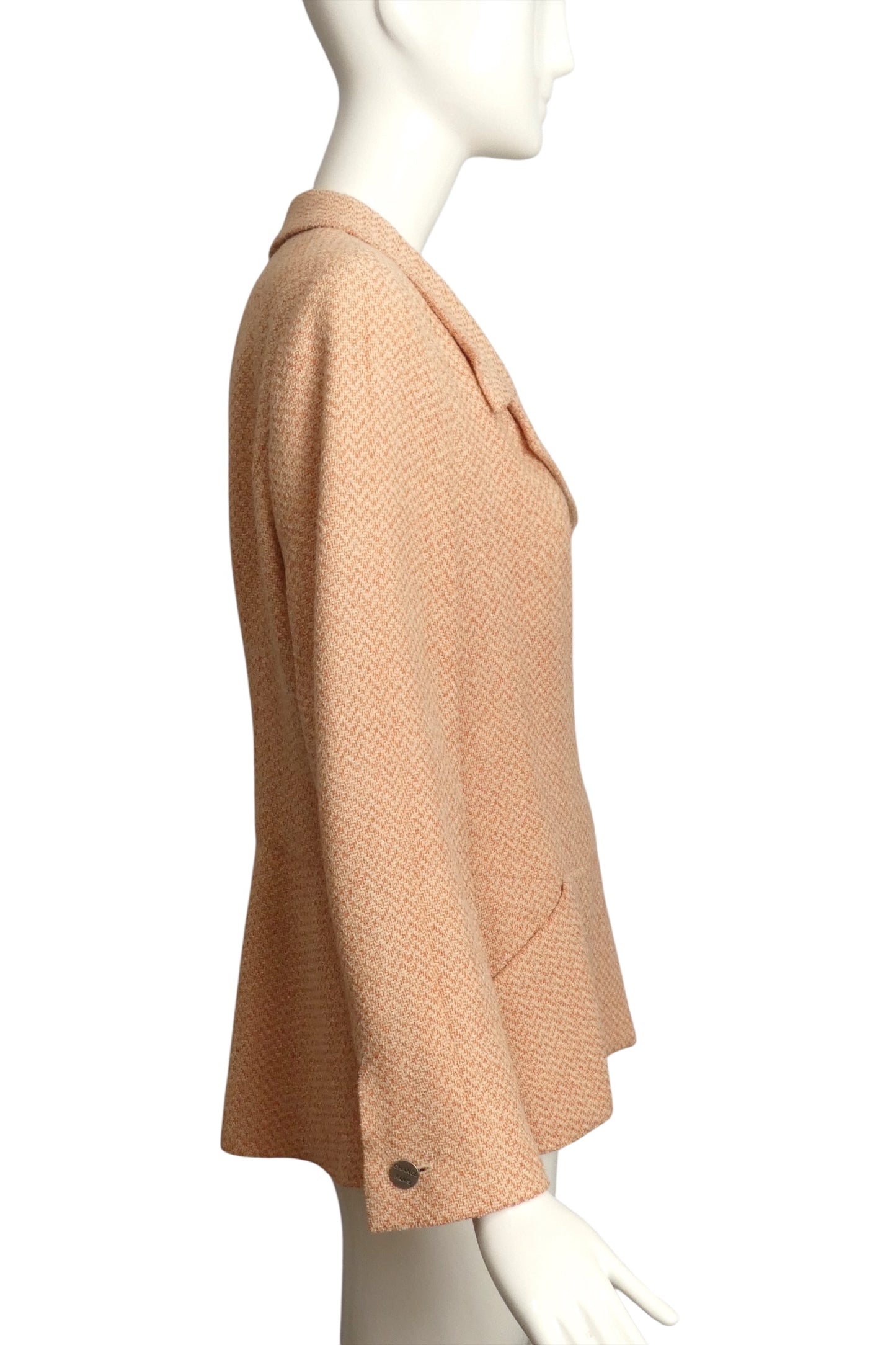 CHANEL- 2000 Pink Chevron Wool Blazer, Size 14