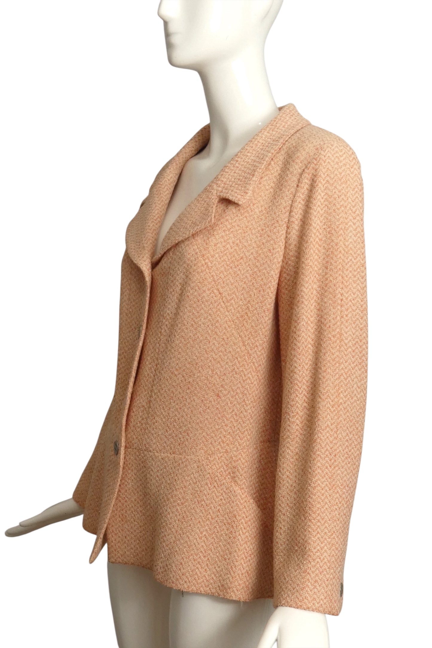 CHANEL- 2000 Pink Chevron Wool Blazer, Size 14