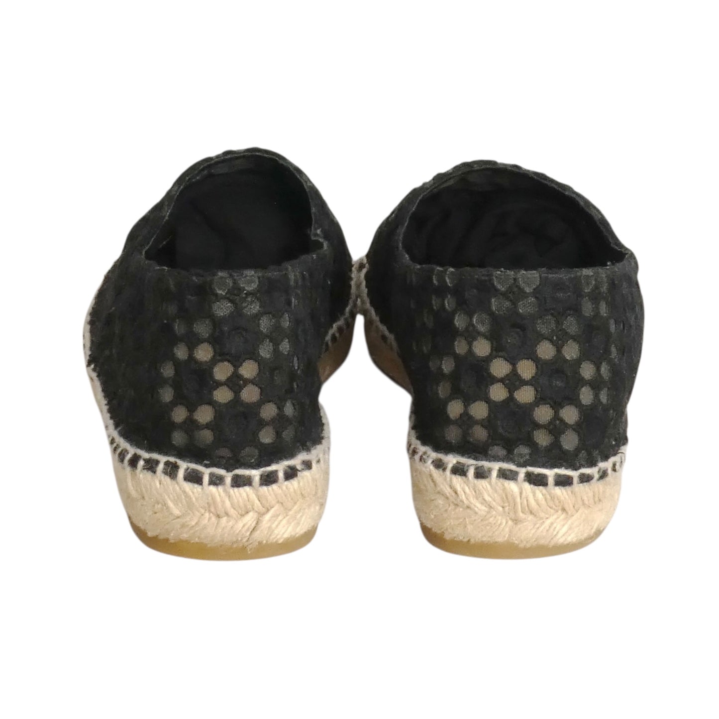 CHANEL- Black Patent & Lace Cap Toe Espadrilles, Size 39
