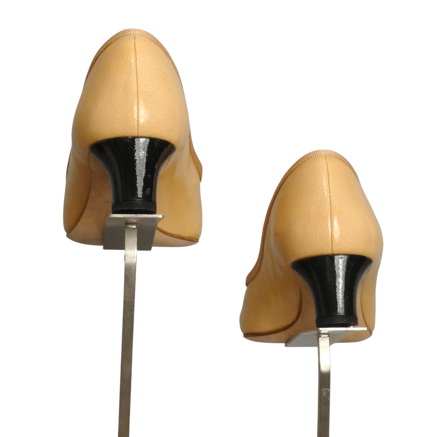 CHANEL-Tan & Black Patent Leather Cap Toes Pumps, Size 39