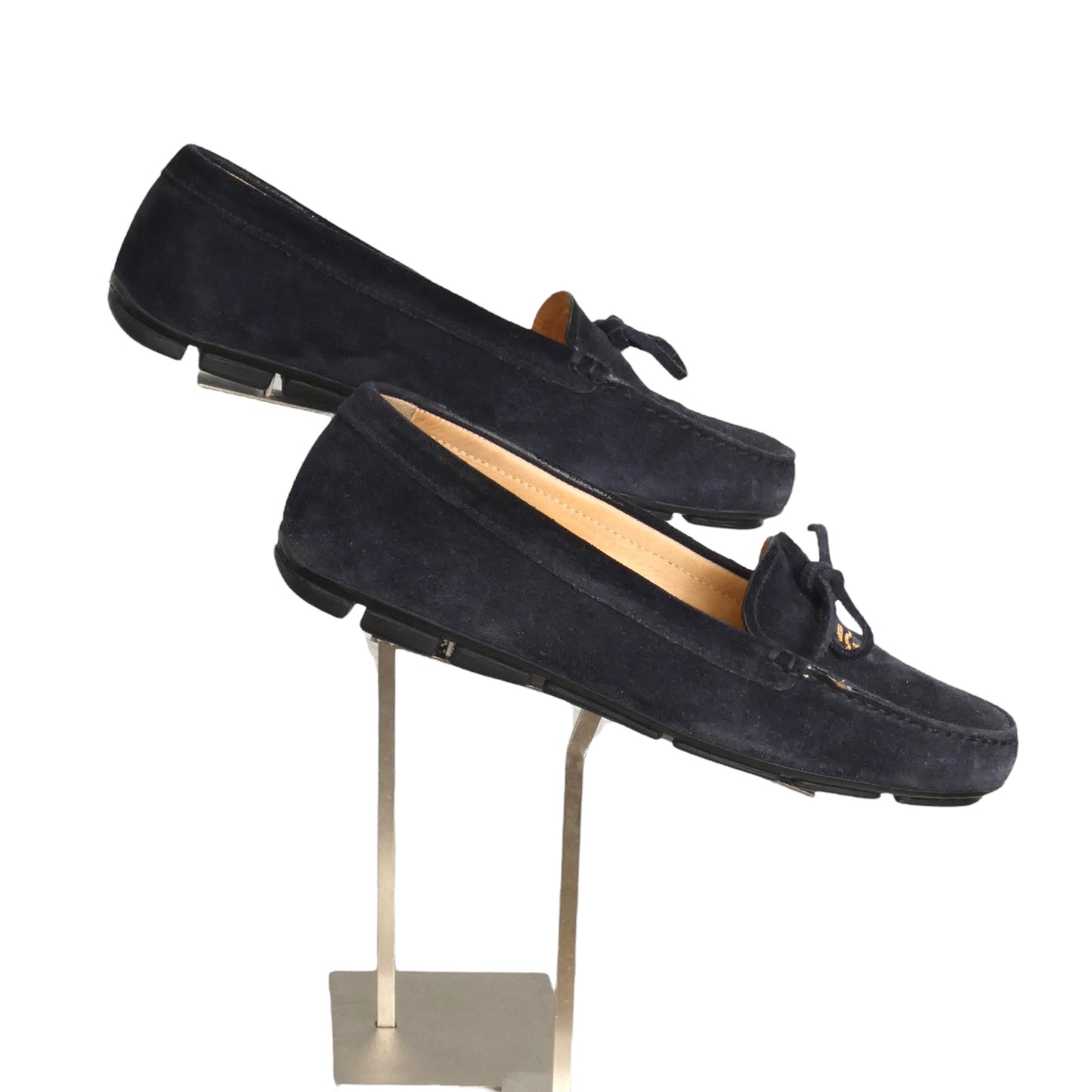 PRADA- Blue Suede Driving Mocassins, Size 38.5