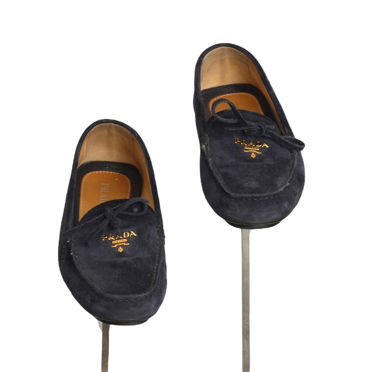 PRADA- Blue Suede Driving Mocassins, Size 38.5