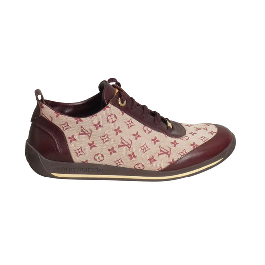 LOUIS VUITTON- Mini Lin Monogram Sneakers, Size 38.5