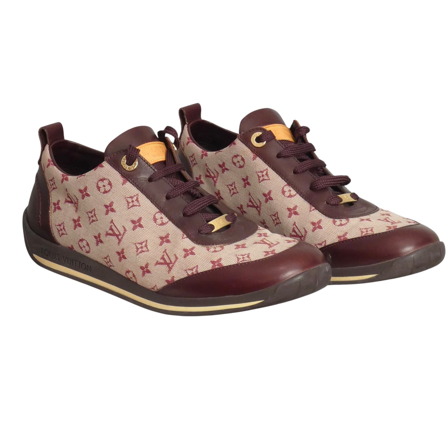 LOUIS VUITTON- Mini Lin Monogram Sneakers, Size 38.5