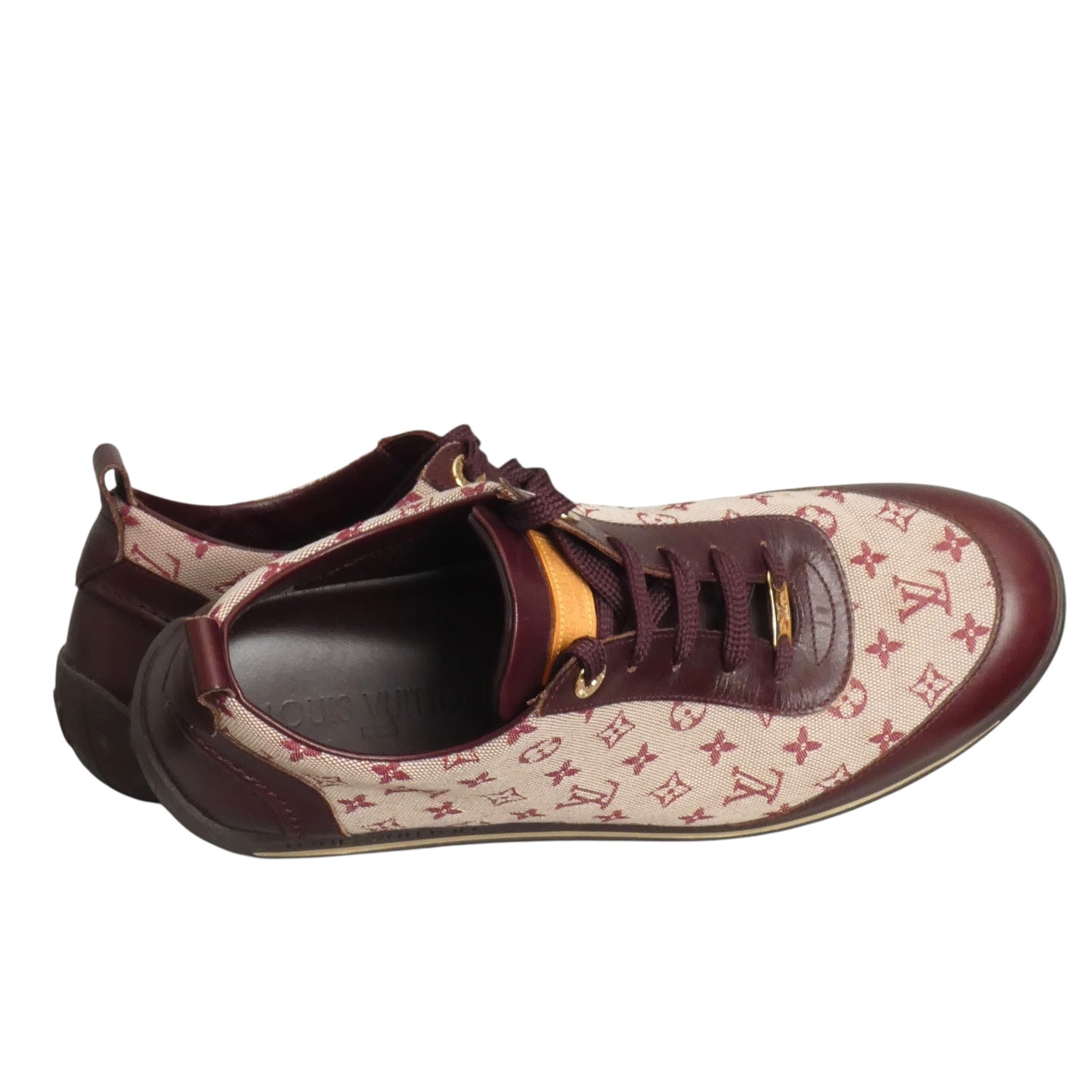 LOUIS VUITTON- Mini Lin Monogram Sneakers, Size 38.5