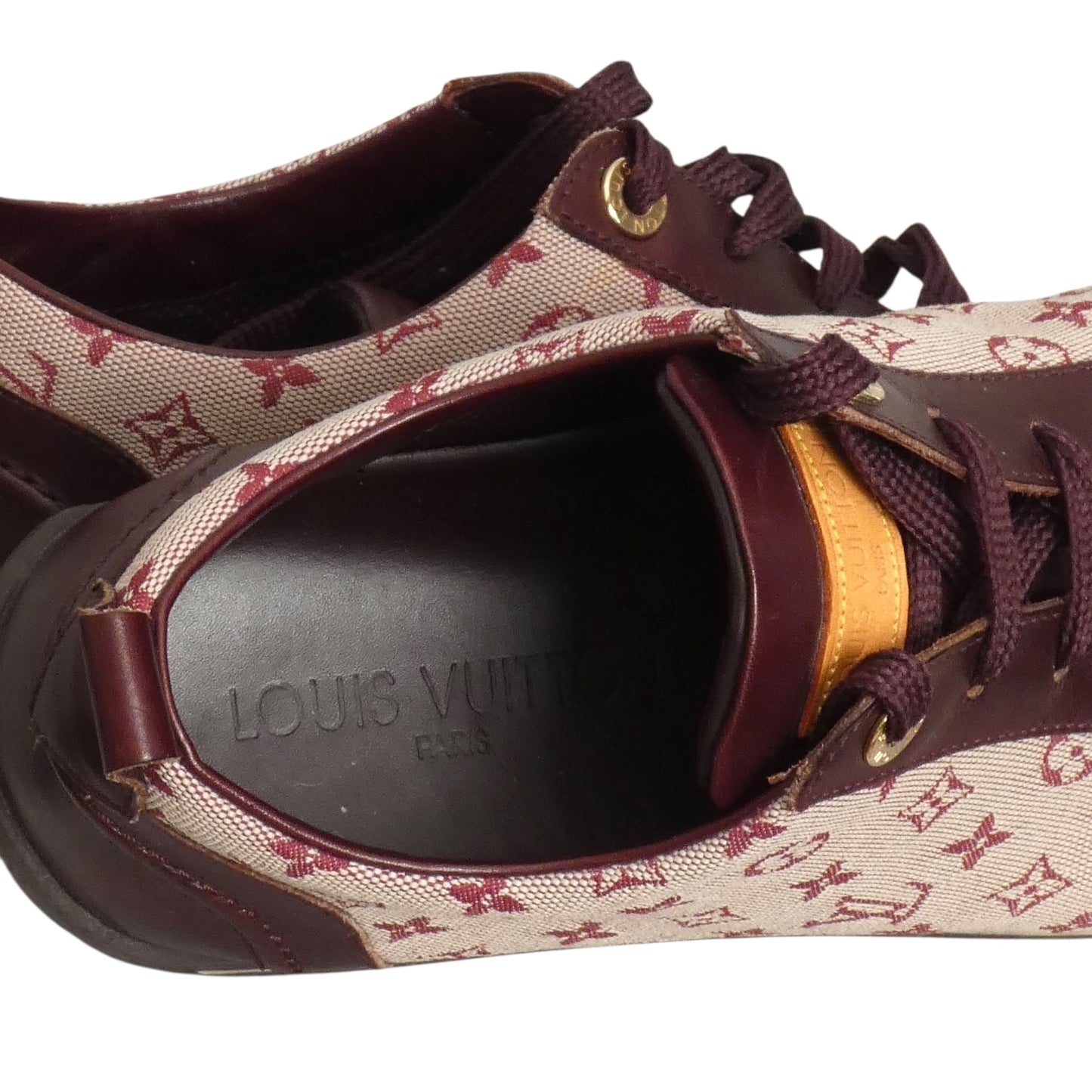 LOUIS VUITTON- Mini Lin Monogram Sneakers, Size 38.5