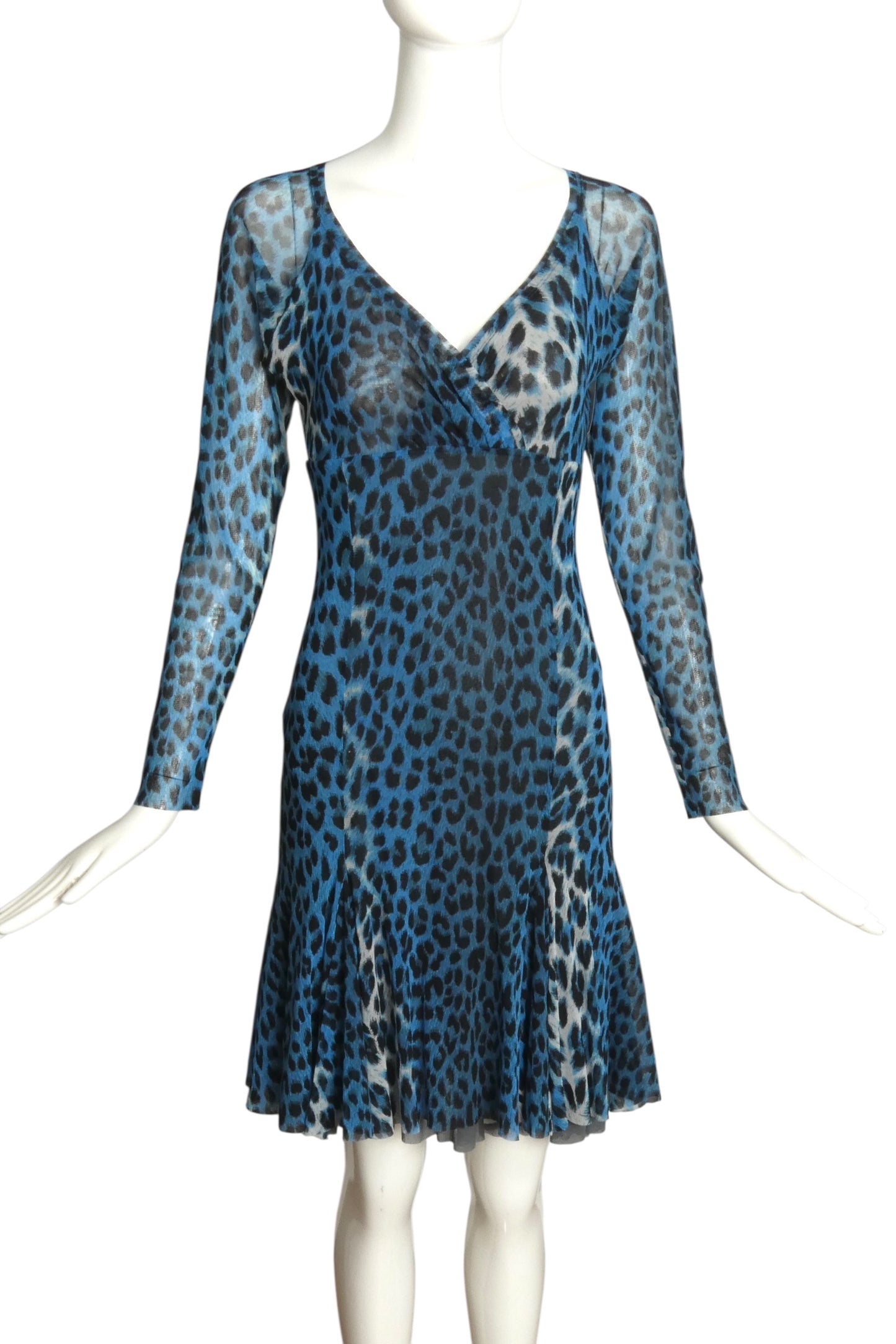 FUZZI- Animal Print Mesh BodyCon Dress, Size Small