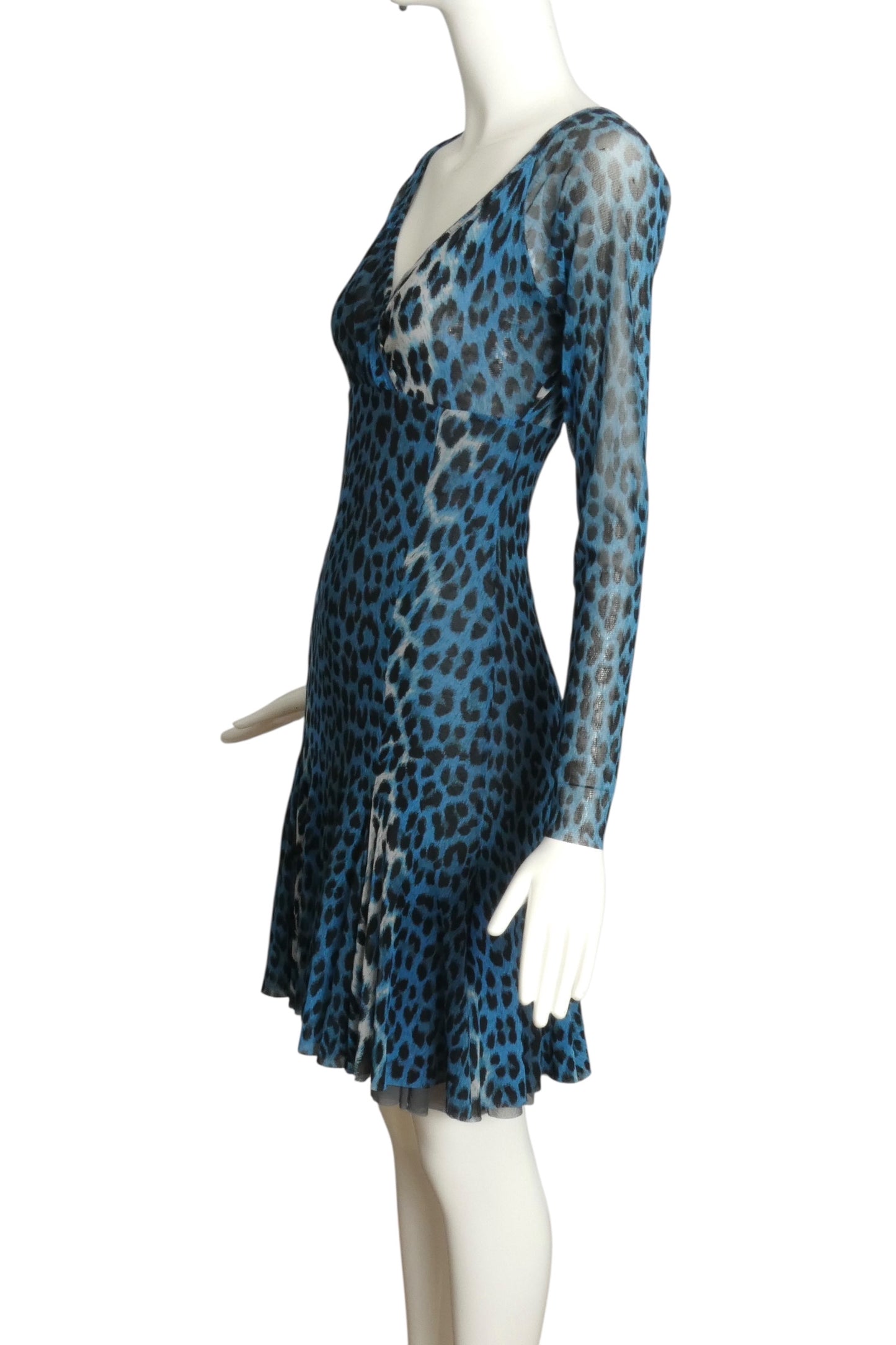 FUZZI- Animal Print Mesh BodyCon Dress, Size Small