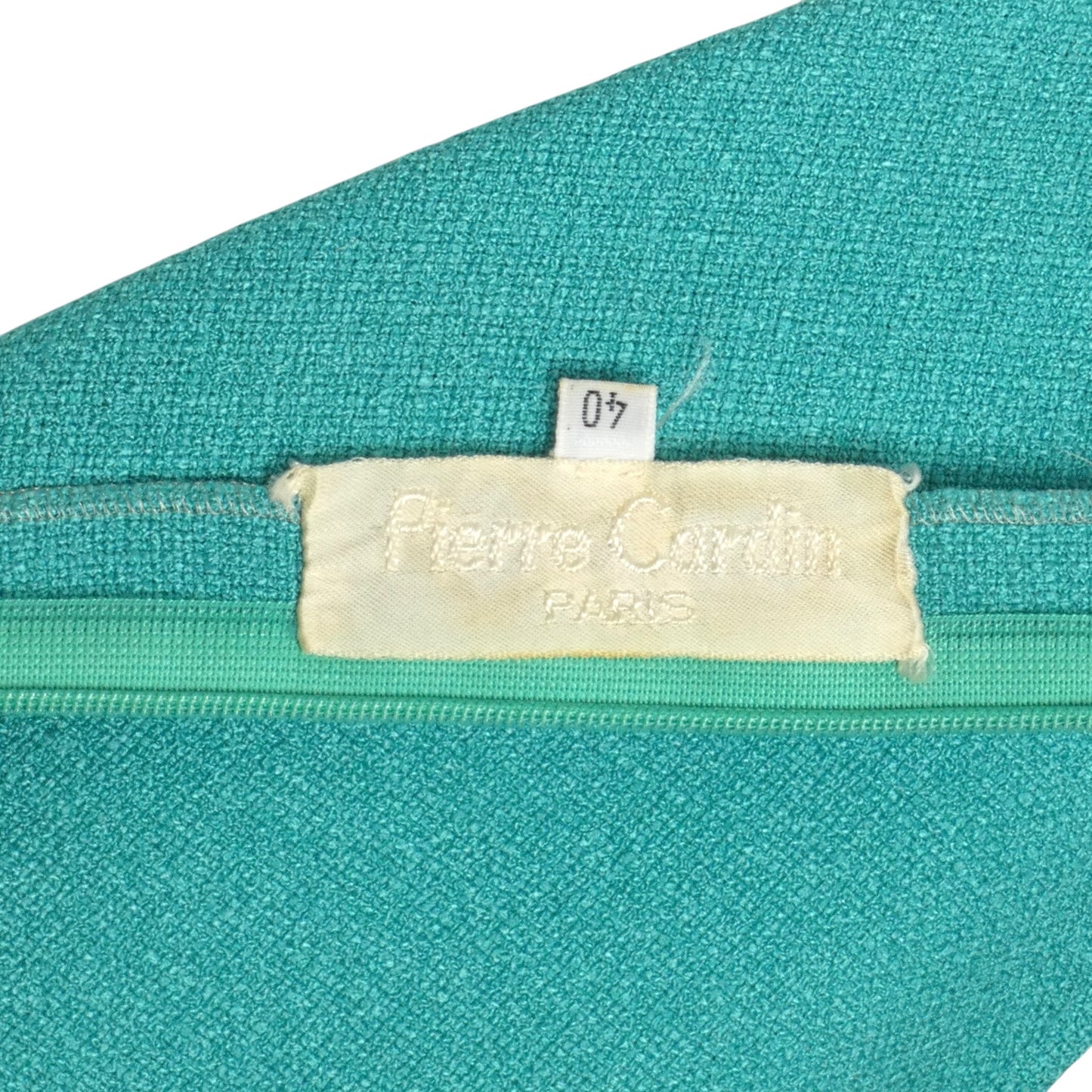 PIERRE CARDIN HAUTE COUTURE- c.2000 Turquoise Rayon Knit A-Line Dress, Size 8