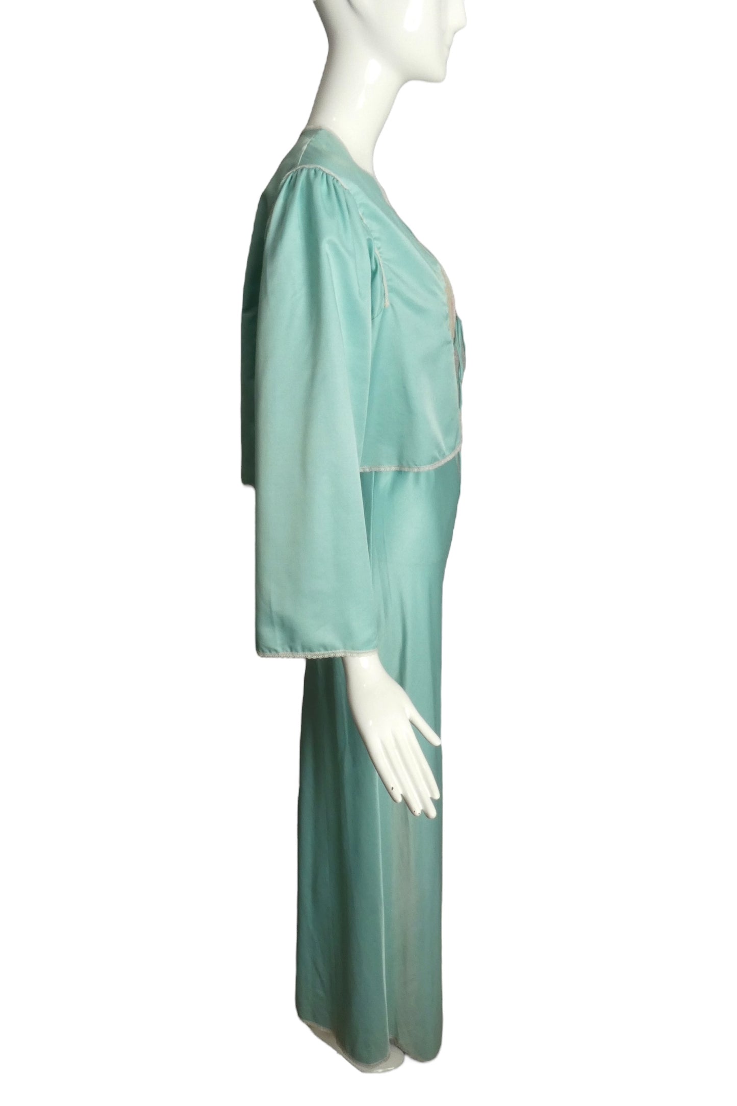 BILL TICE- 1970s 2pc Sateen Knit Nightgown & Bed Jacket, Size 4