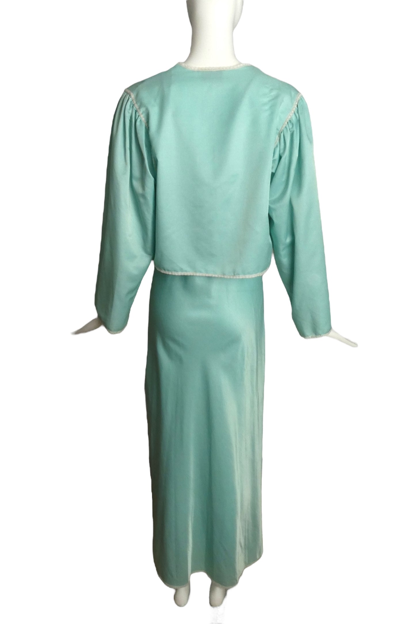 BILL TICE- 1970s 2pc Sateen Knit Nightgown & Bed Jacket, Size 4