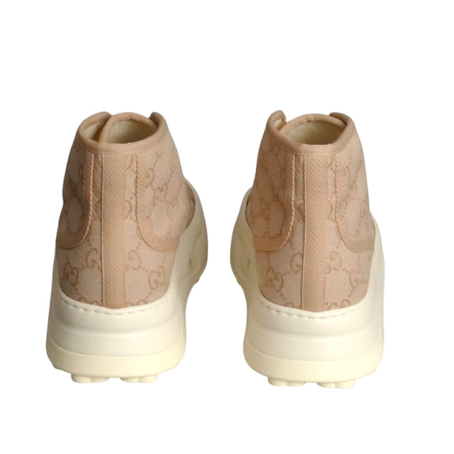 GUCCI- NIB New Canvas GG High Top Sneakers, Size 40