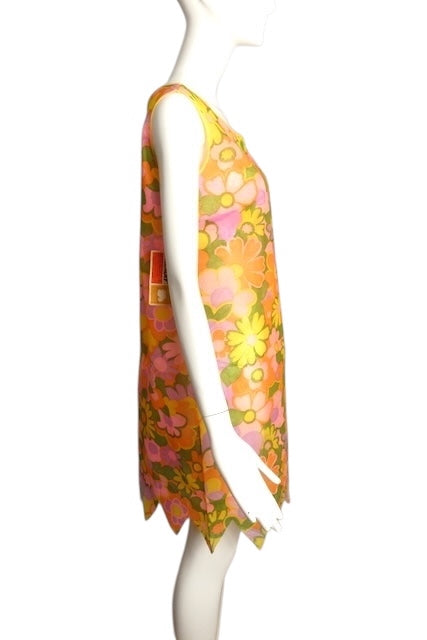 1960s Floral Paper Dress, Size 8