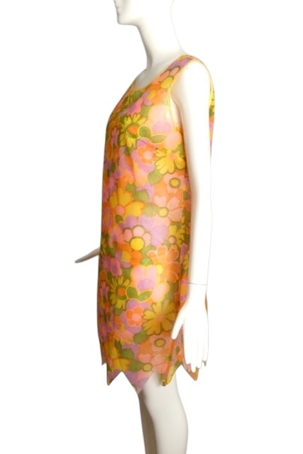 1960s Floral Paper Dress, Size 8