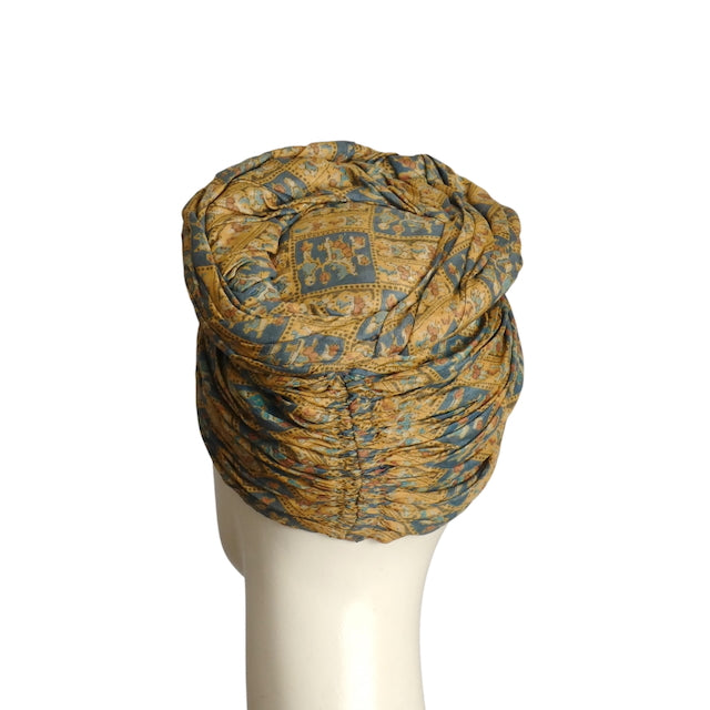 1940s Multi Color Silk Turban