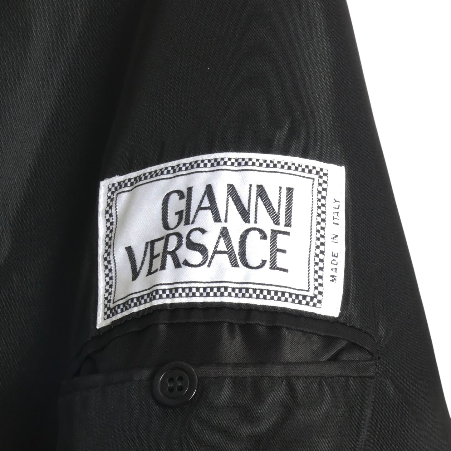 GIANNI VERSACE- 1990s Black Faux Fur Coat, Size 10
