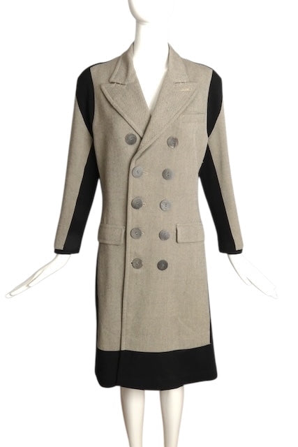 JEAN PAUL GAULTIER- 1990s Grey Wool & Knit Coat, Size 10