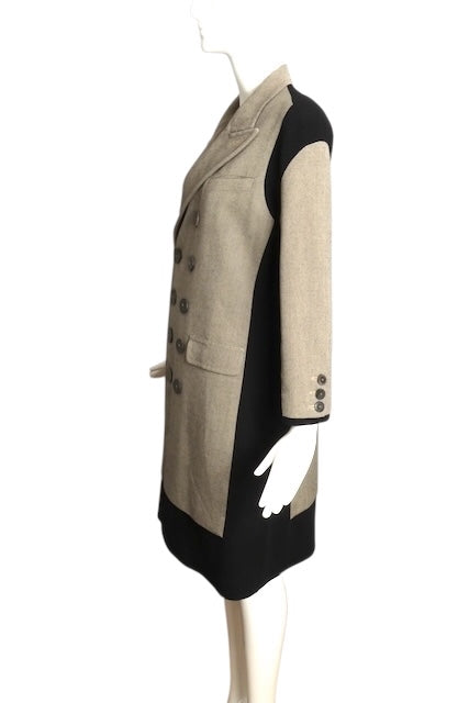 JEAN PAUL GAULTIER- 1990s Grey Wool & Knit Coat, Size 10