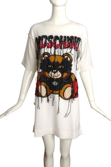 MOSCHINO COUTURE- NWT 2020 Bat Bear Fringe Sweater Dress, Size Small