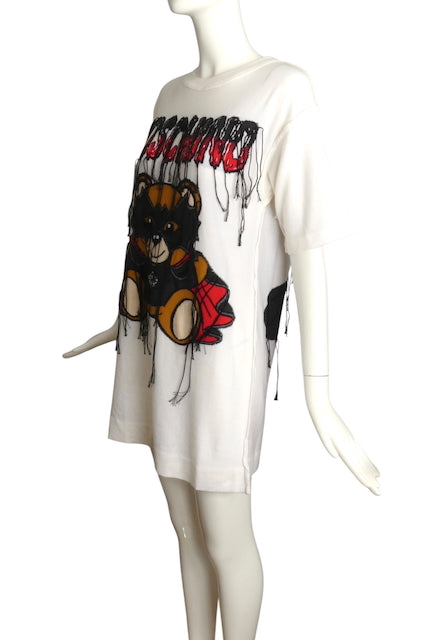 MOSCHINO COUTURE- NWT 2020 Bat Bear Fringe Sweater Dress, Size Small