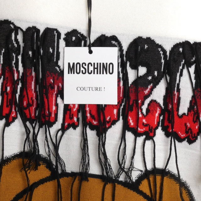 MOSCHINO COUTURE- NWT 2020 Bat Bear Fringe Sweater Dress, Size Small