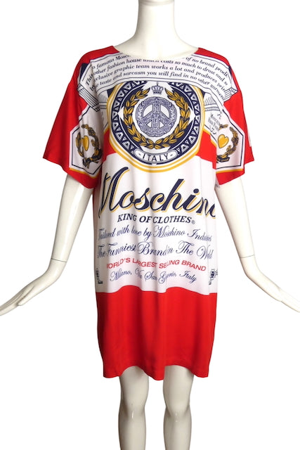 MOSCHINO x BUDWEISER- 2019 Print Rayon Dress, Size 6