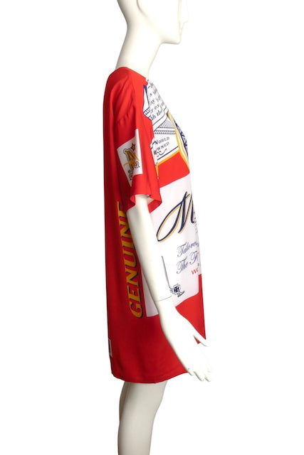 MOSCHINO x BUDWEISER- 2019 Print Rayon Dress, Size 6