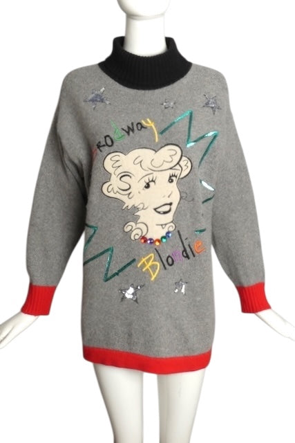 JC DE CASTELBAJAC- 1990s Blondie Sequin Tunic Sweater, Size 6